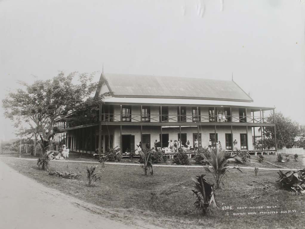 “Suva Government Buildings, built c. 1882, Gordon street on left, Macarthur street on right” Source: Fiji Museum P32.4/108