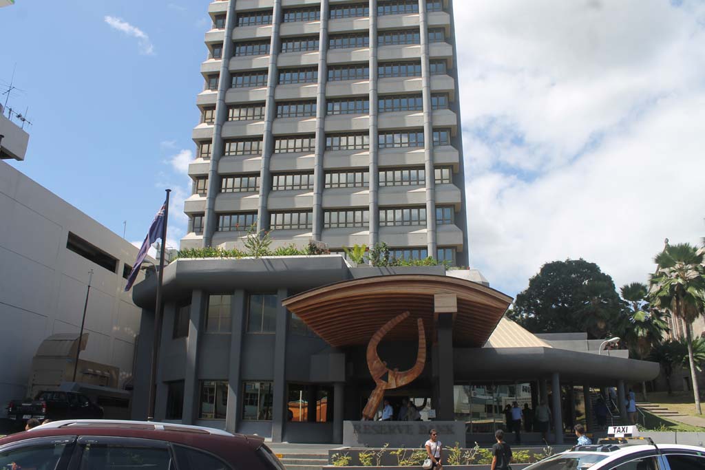 “Reserve Bank of Fiji, with domodomo at front entrance, Pratt Street” Source: Nicholas Halter 2018