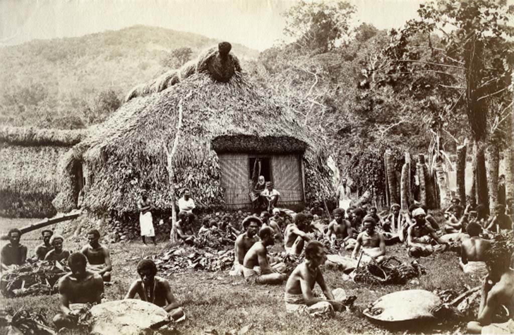 “Great Council of Chiefs, Waikava”. Partly butchered turtles presented before a chief’s house. Waikava, Vanua Levu, Fiji. Possibly photographed by F. Dufty, December 1876. P.87254.VH Source: http://maa.cam.ac.uk/photo-great-council-of-chiefs-p-99842-vh/