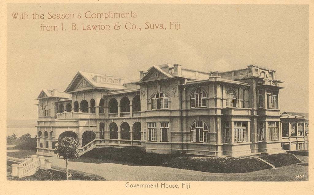 “Government House, Fiji’; Cooperative, Suva. c1928. (from Max Quanchi and Max Shekleton, An Ideal Colony and Epitome of Progress: Colonial Fiji in Picture Postcards, forthcoming)