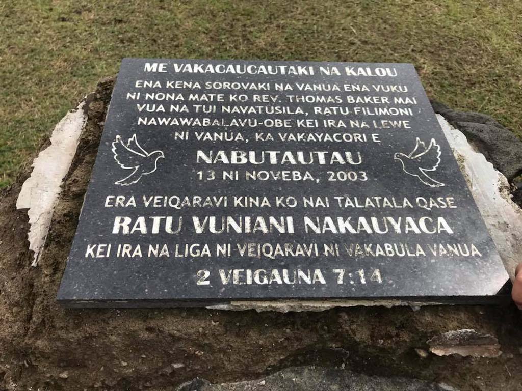 “2003 Memorial to Reverend Thomas Baker” Source: Melinia Nawadra-Cinawilakeba 2018