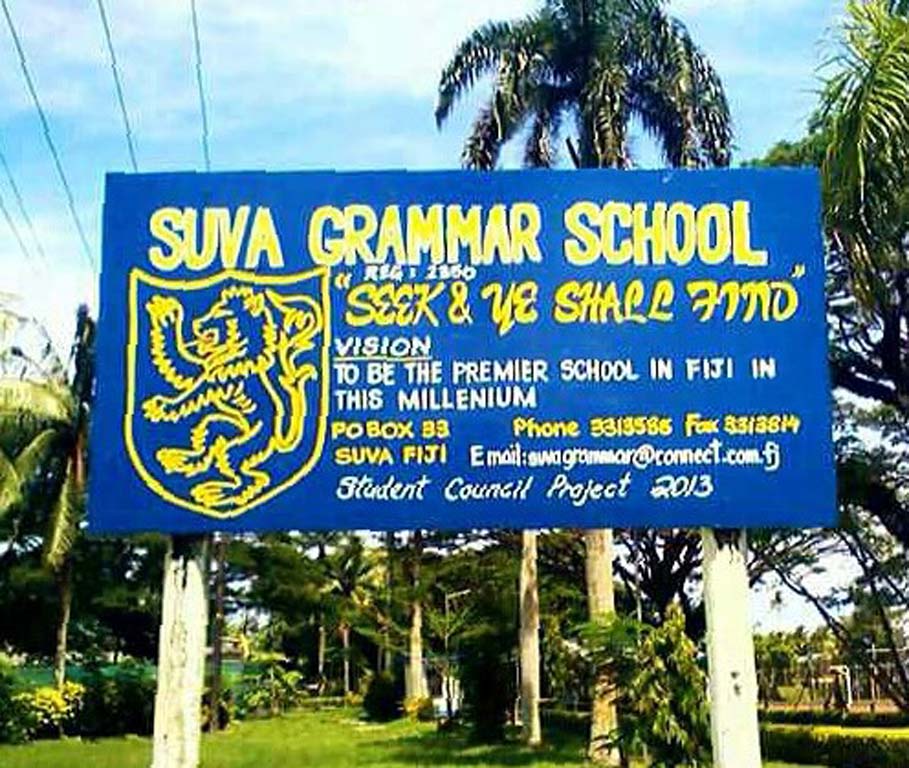 “Signboard right at the very entrance the Grammar, 2015” Source: https://en.wikipedia.org/wiki/Suva_Grammar_School#/media/File:Suva_Grammar_School_Header.jpg